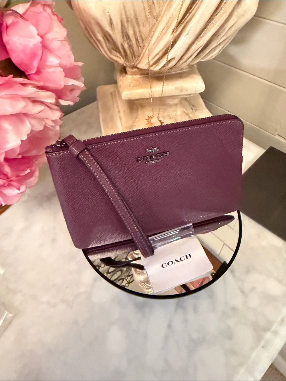 Coach Plum Leather Wristlet Clutch